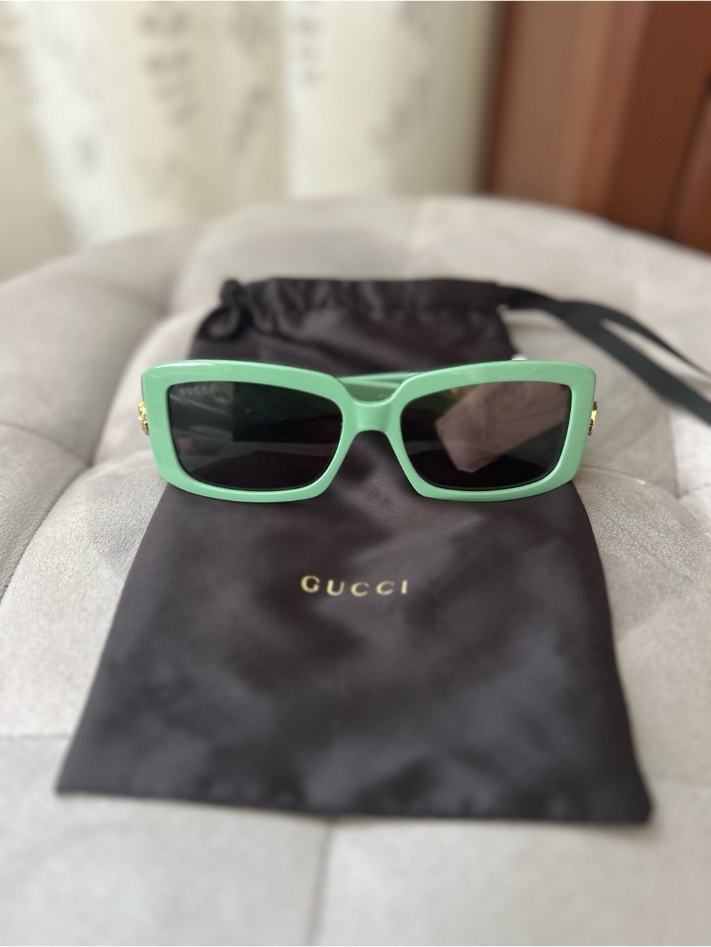 Gucci GG1403S 004 BRAND NEW Sunglasses Sage- Mint Green/Dark Lenses w/ hard case